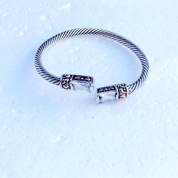 Unique Sterling Silver 5mm Cable Chuff Bracelet - Picture 3 of 5